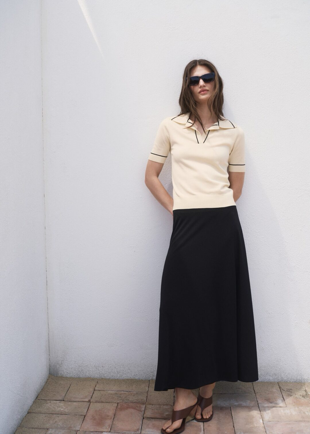 Jersey cuello polo ribetes crudo MANGO - Image 3