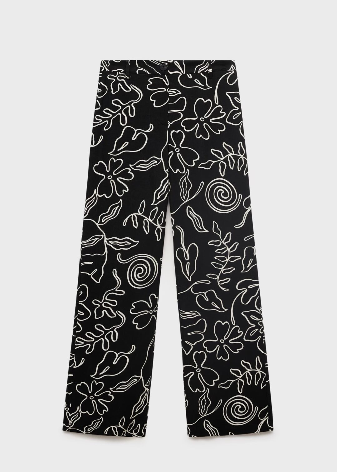 Pantalón mezcla Lino estampado negro MANGO - Image 6