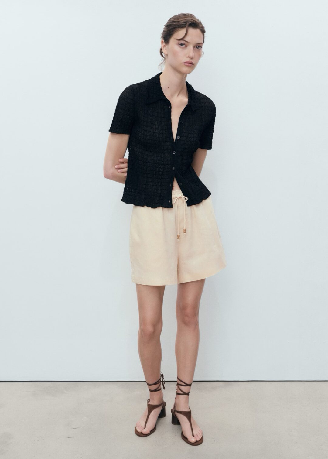 Shorts rectos Lino beige MANGO - Image 3
