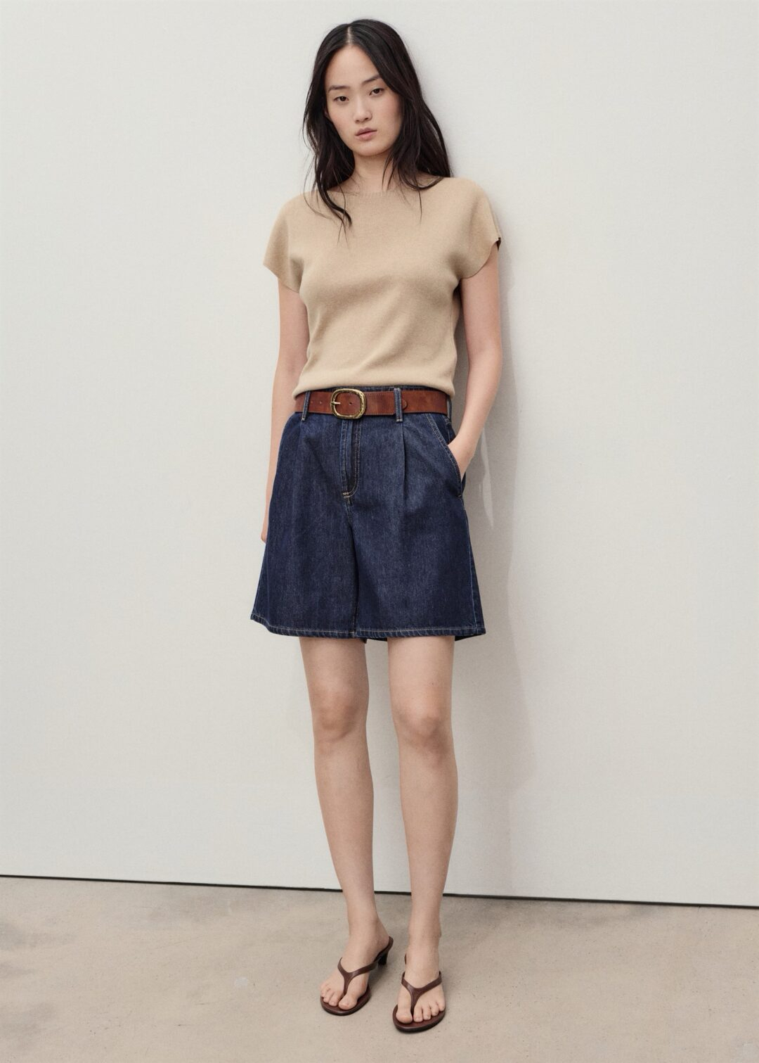 Bermudas denim tiro medio pinzas MANGO - Image 4