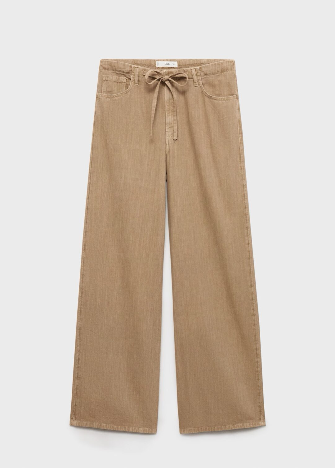 Pantalón denim Wideleg cinturón arena MANGO - Image 5