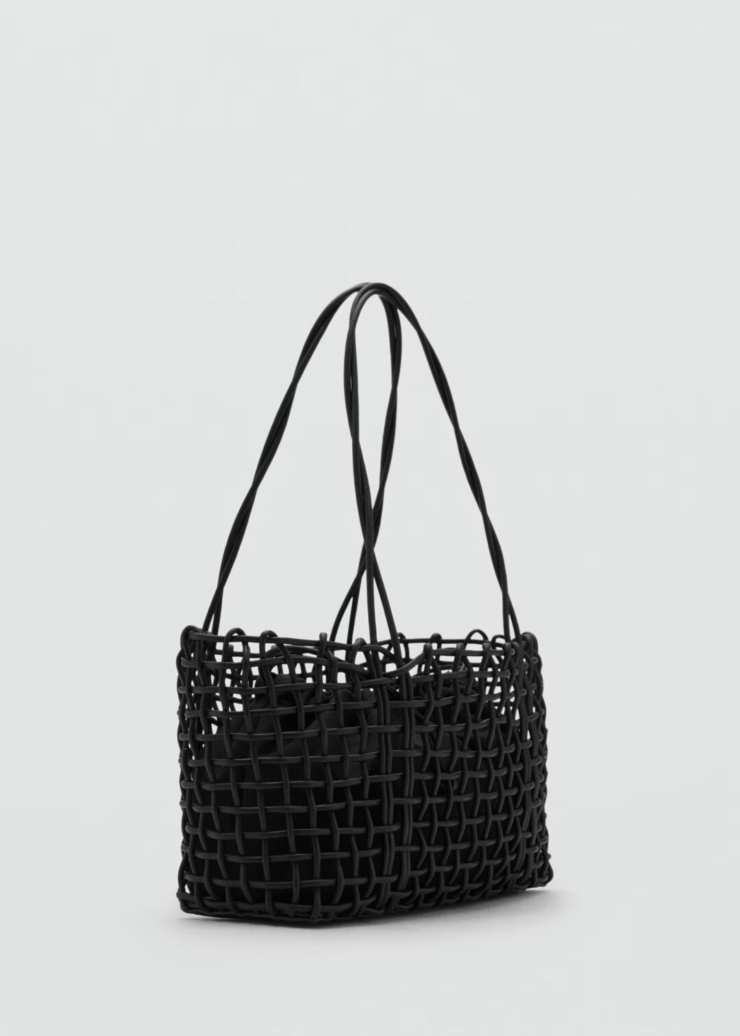 Bolso hombro trenzado negro MANGO - Image 2