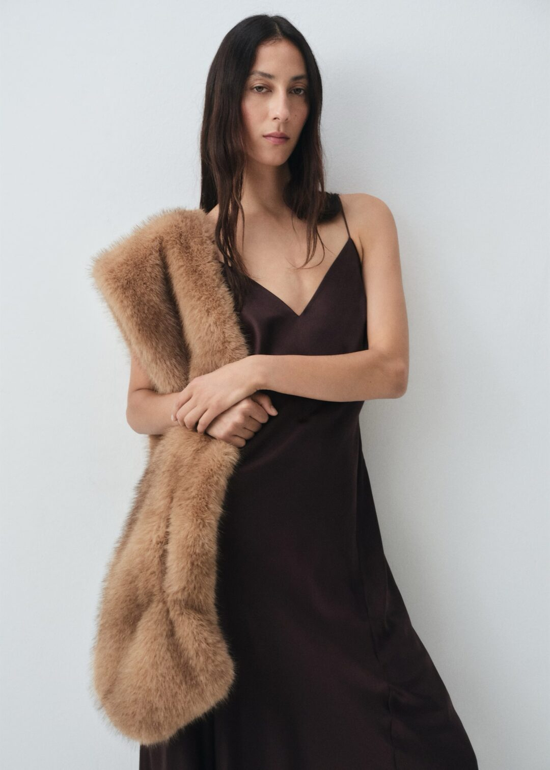 Vestido satinado seda Mango