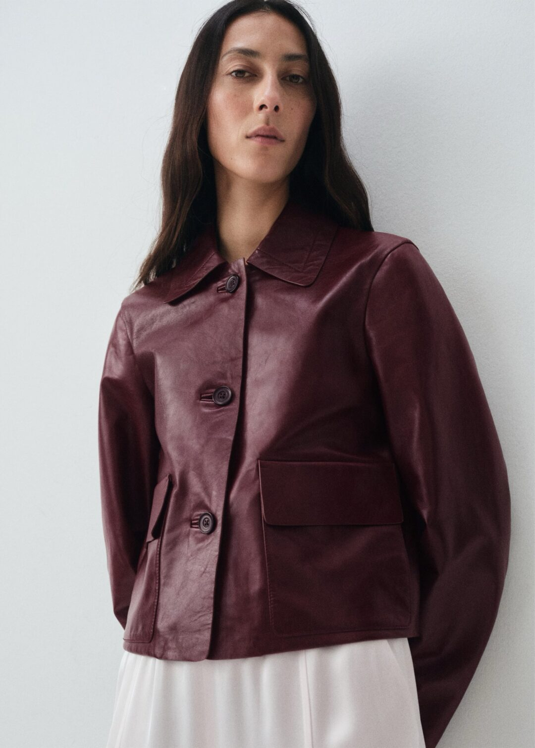 Chaqueta 100% piel botones mango