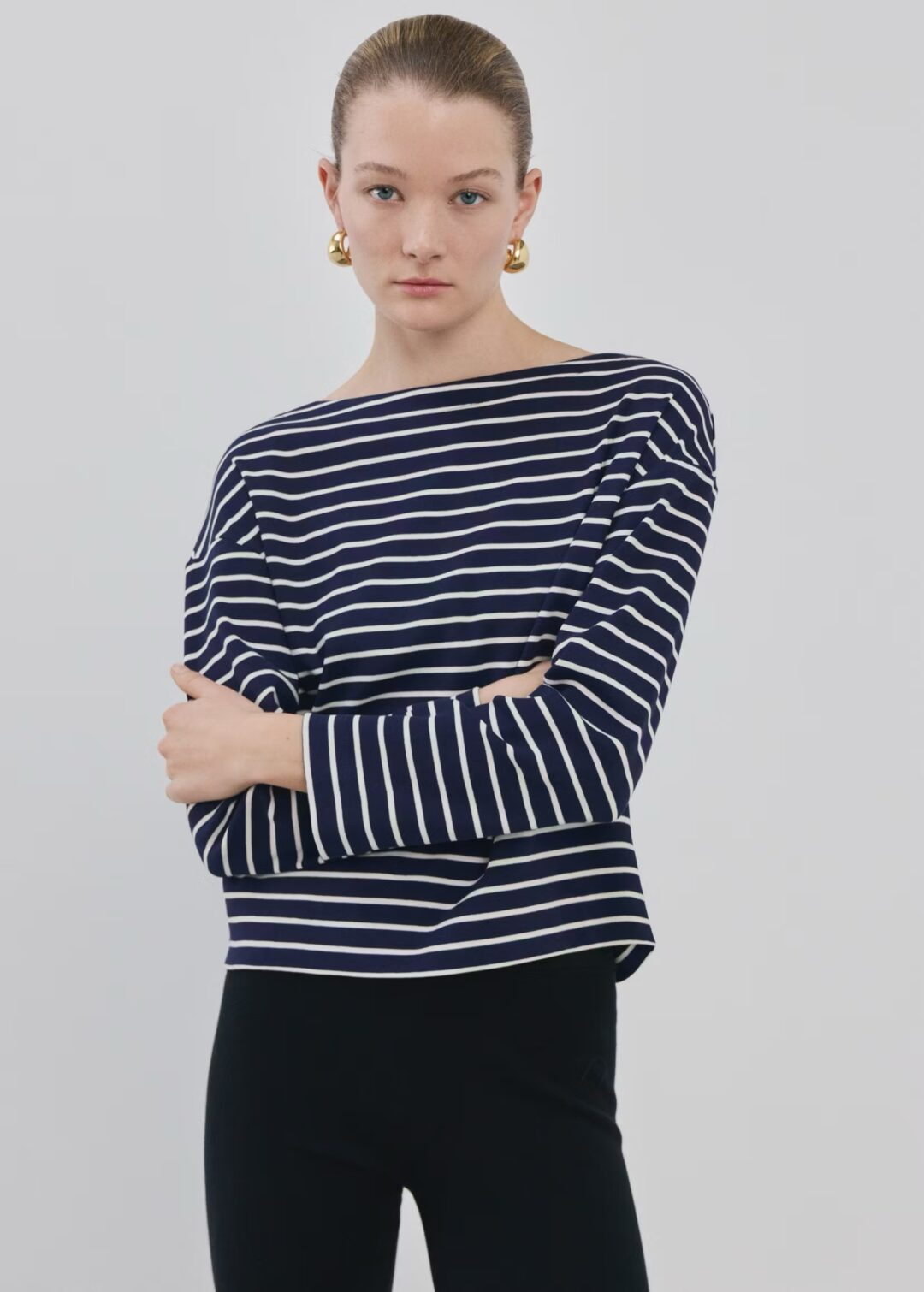 SUDADERA RAYAS CUELLO BARCO MANGO