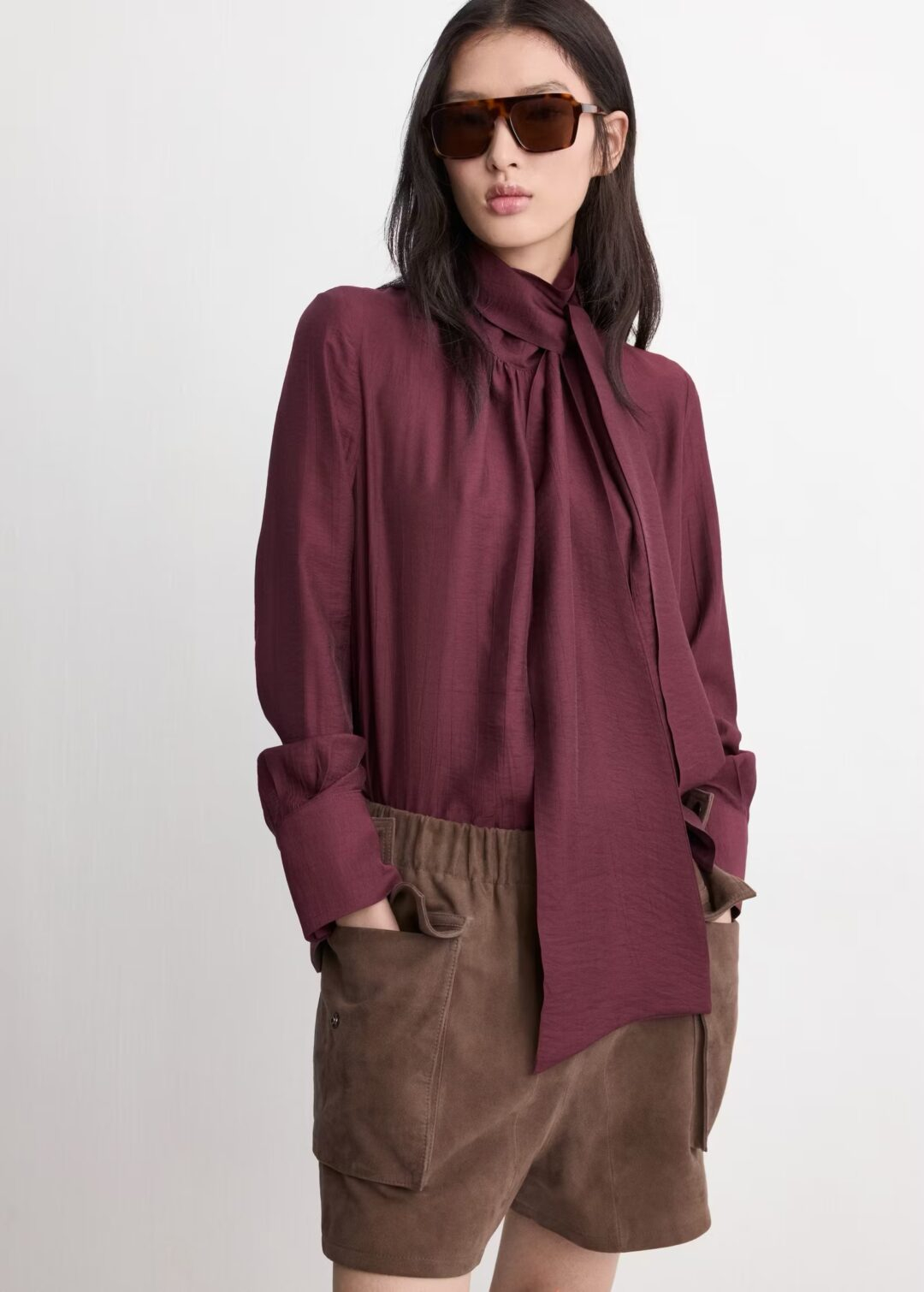 BLUSA MANGA LARGA CUELLO FULAR MANGO