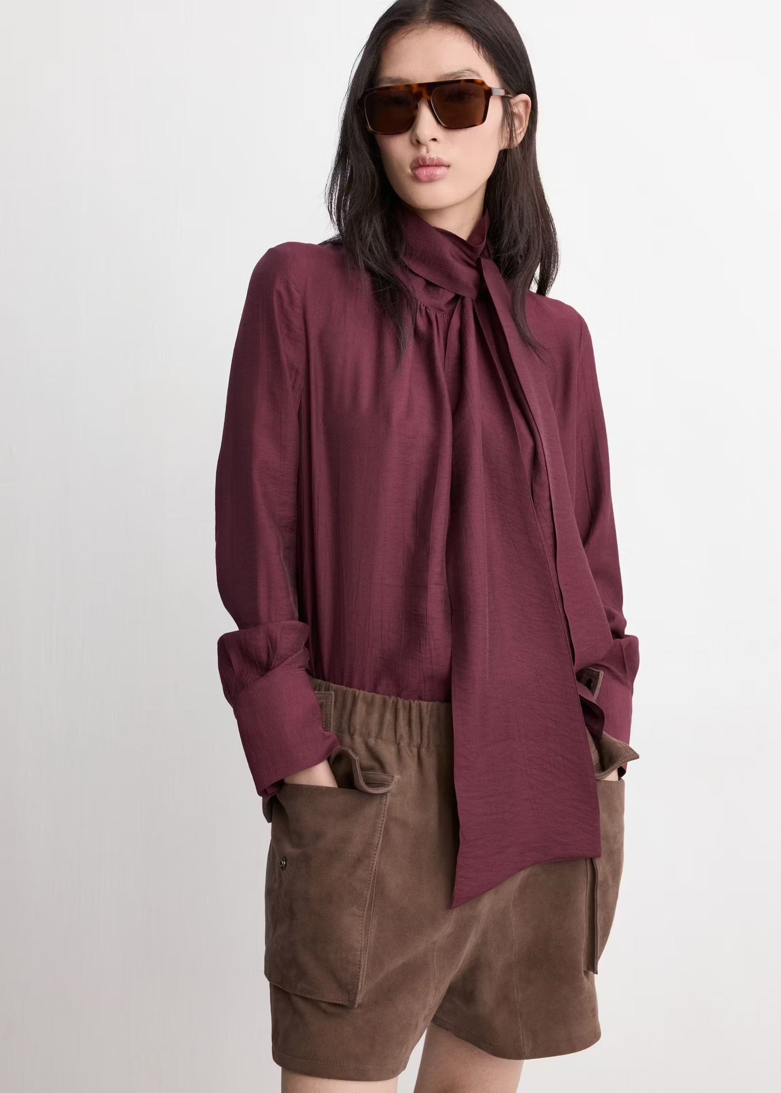 BLUSA MANGA LARGA CUELLO FULAR MANGO 1 BLUSA MANGA LARGA CUELLO FULAR MANGO