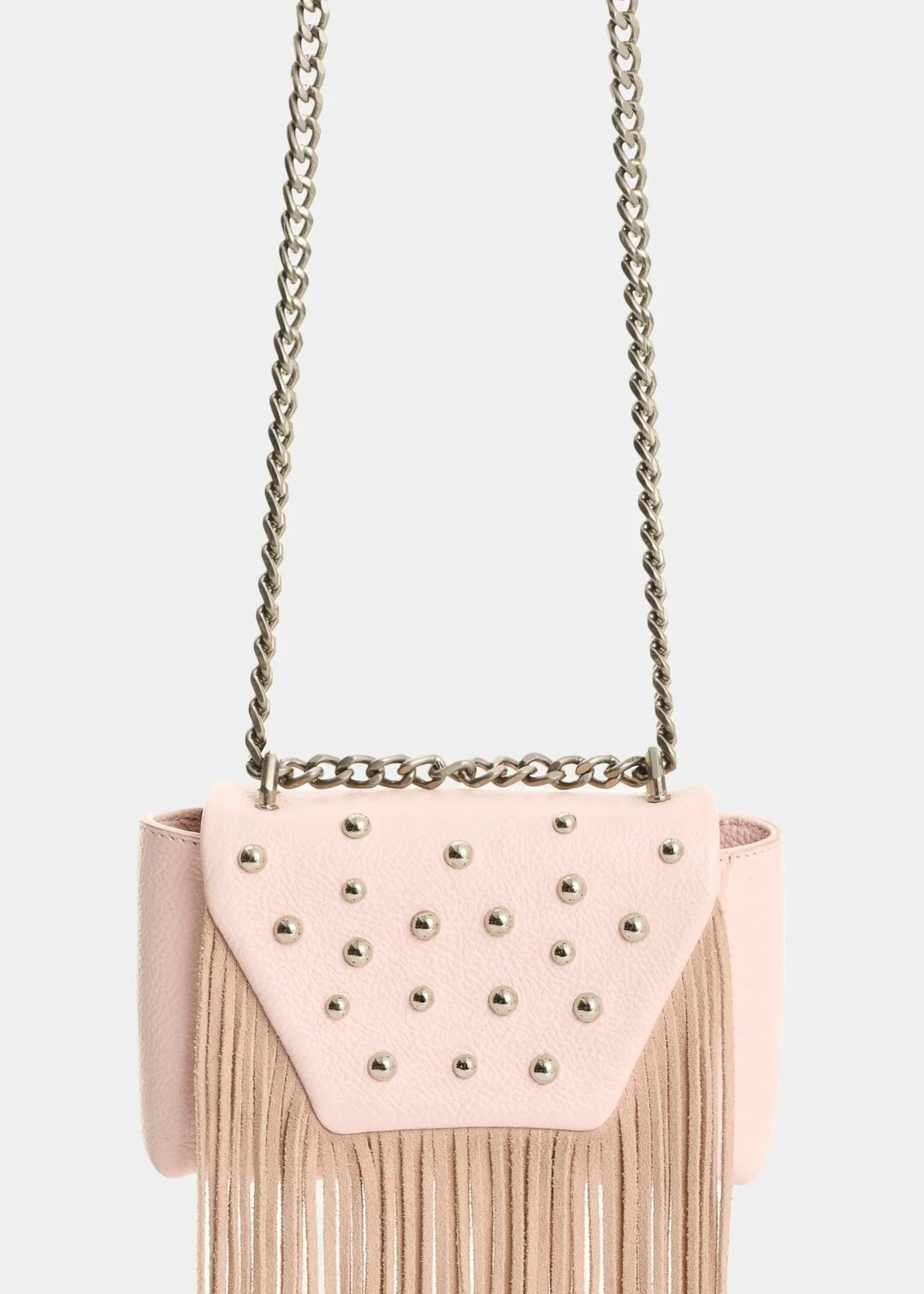 BANDOLERA MINI LILI DE CUERO CON FLECOS Y TACHES VELEZ