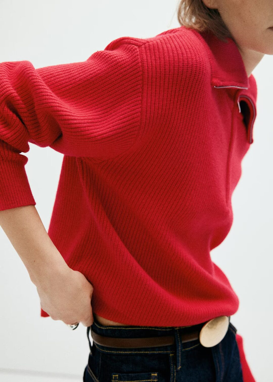 JERSEY CUELLO CONTRASTE CREMALLERA MANGO