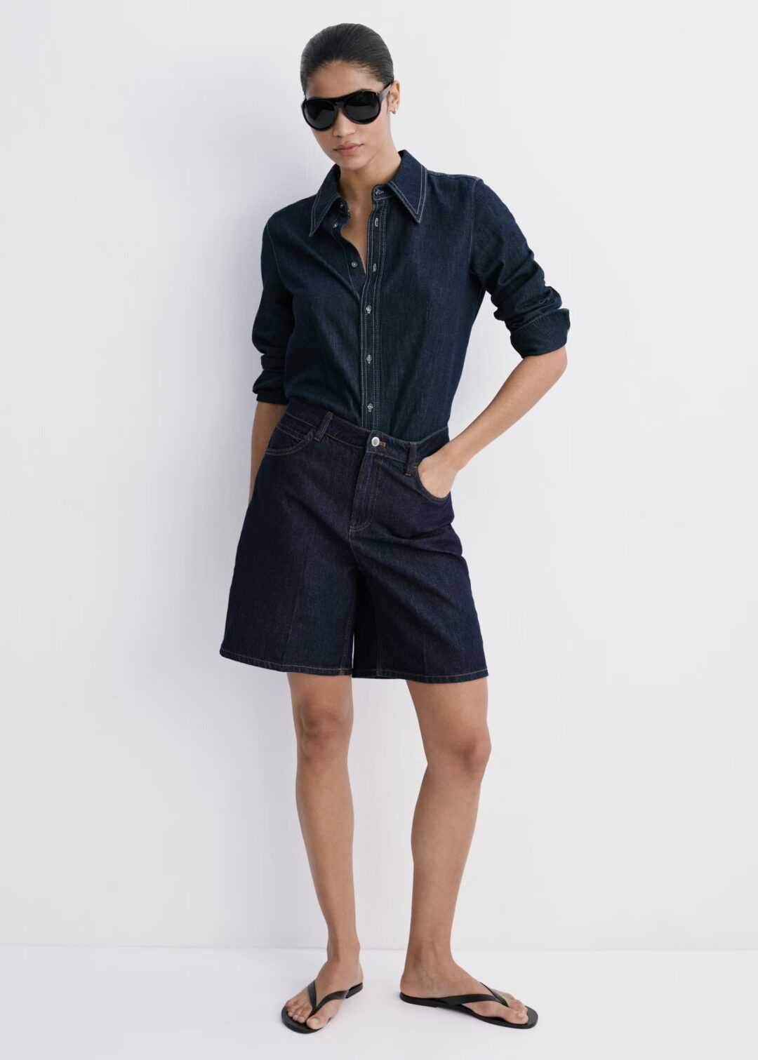 BERMUDAS RECTAS DENIM TIRO ALTO MANGO